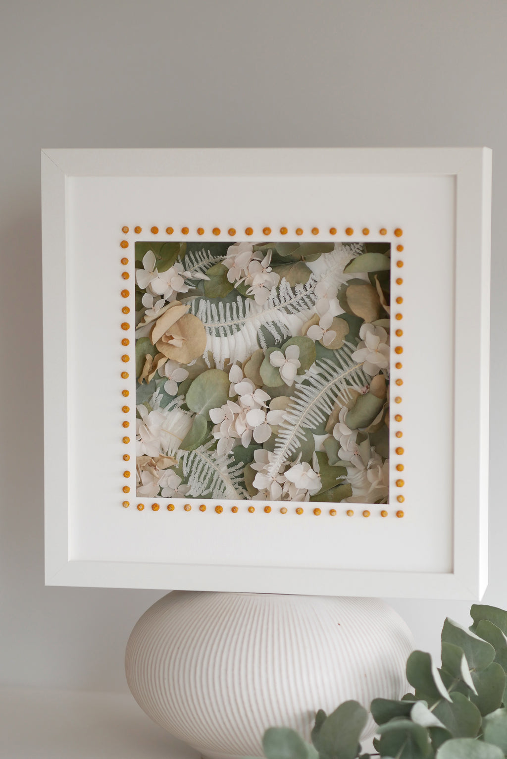 Hydrangea Garden — Framed Pressed Flower & Fern Shadow Box