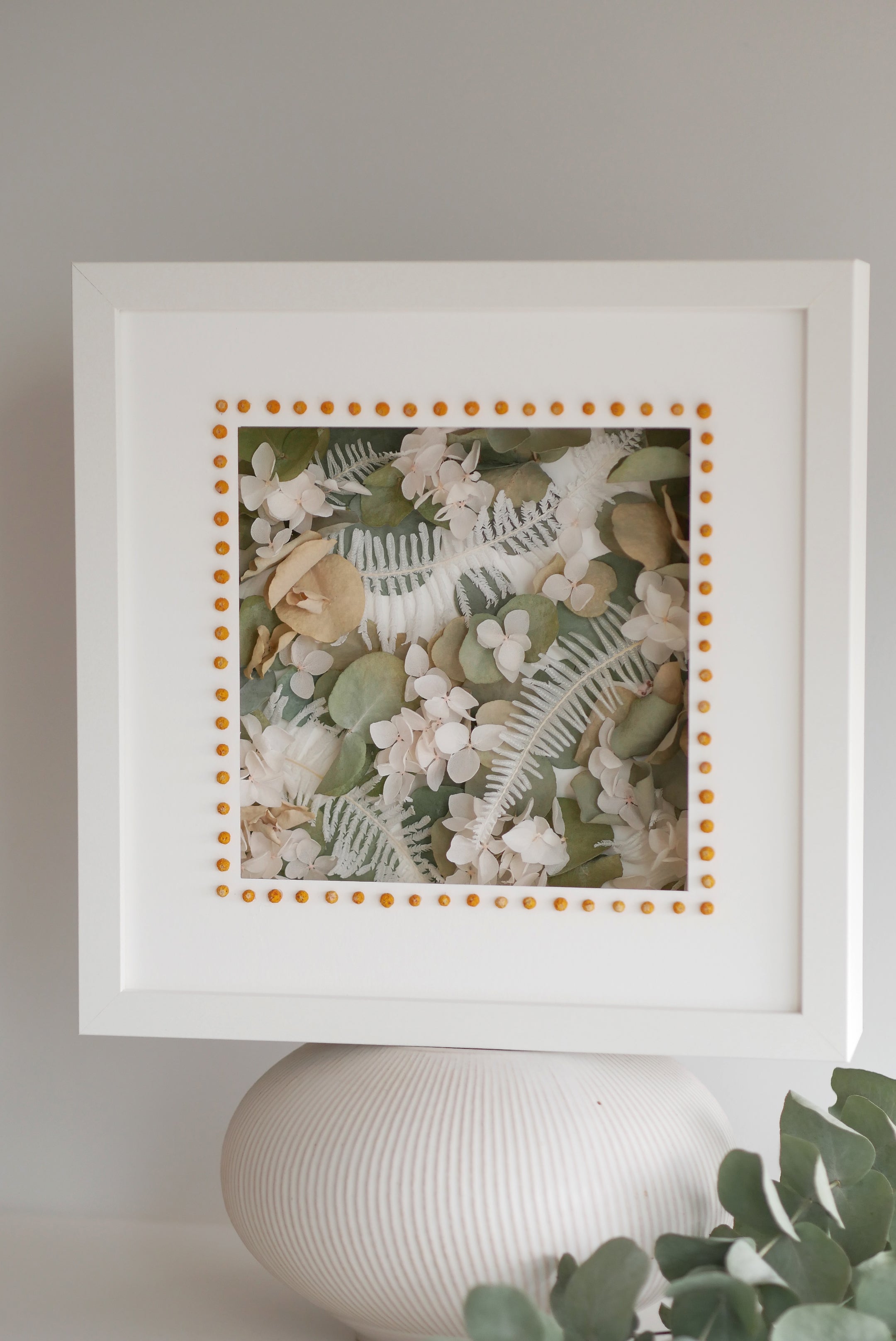 Hydrangea Garden — Framed Pressed Flower & Fern Shadow Box
