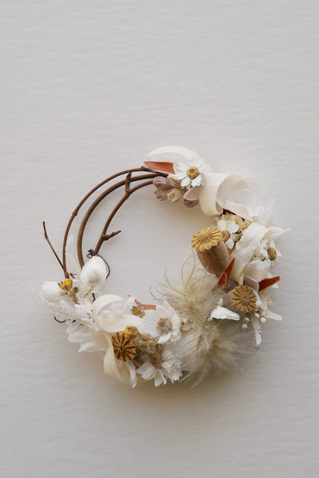 Natural White Mini Wreath — Dried Flower & Twig Wreath