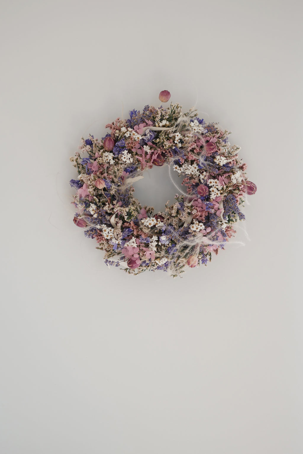 Lavender & Tulip Dried Flower Wreath — Wall & Candle Ring