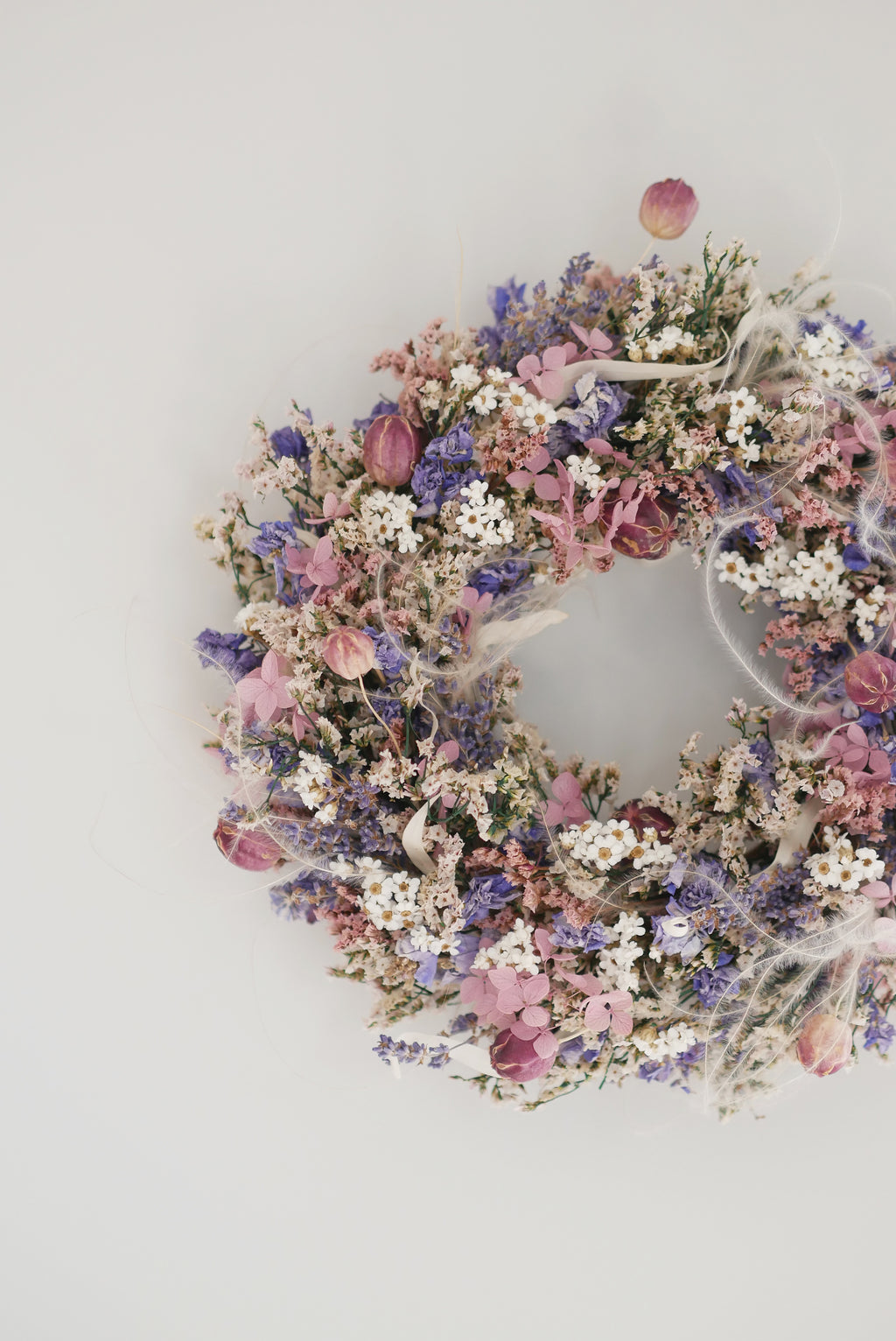 Lavender & Tulip Dried Flower Wreath — Wall & Candle Ring