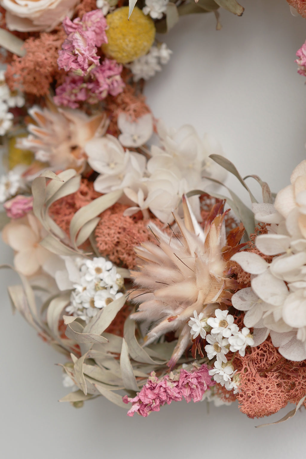 Reindeer Moss Blush Wreath — Dried Flower & Botanical Wall Wreath