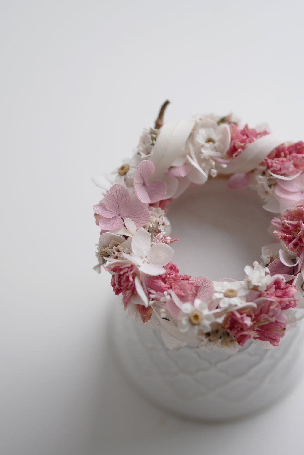 Pink Carnation & Hydrangea Mini Dried Flower Wreath